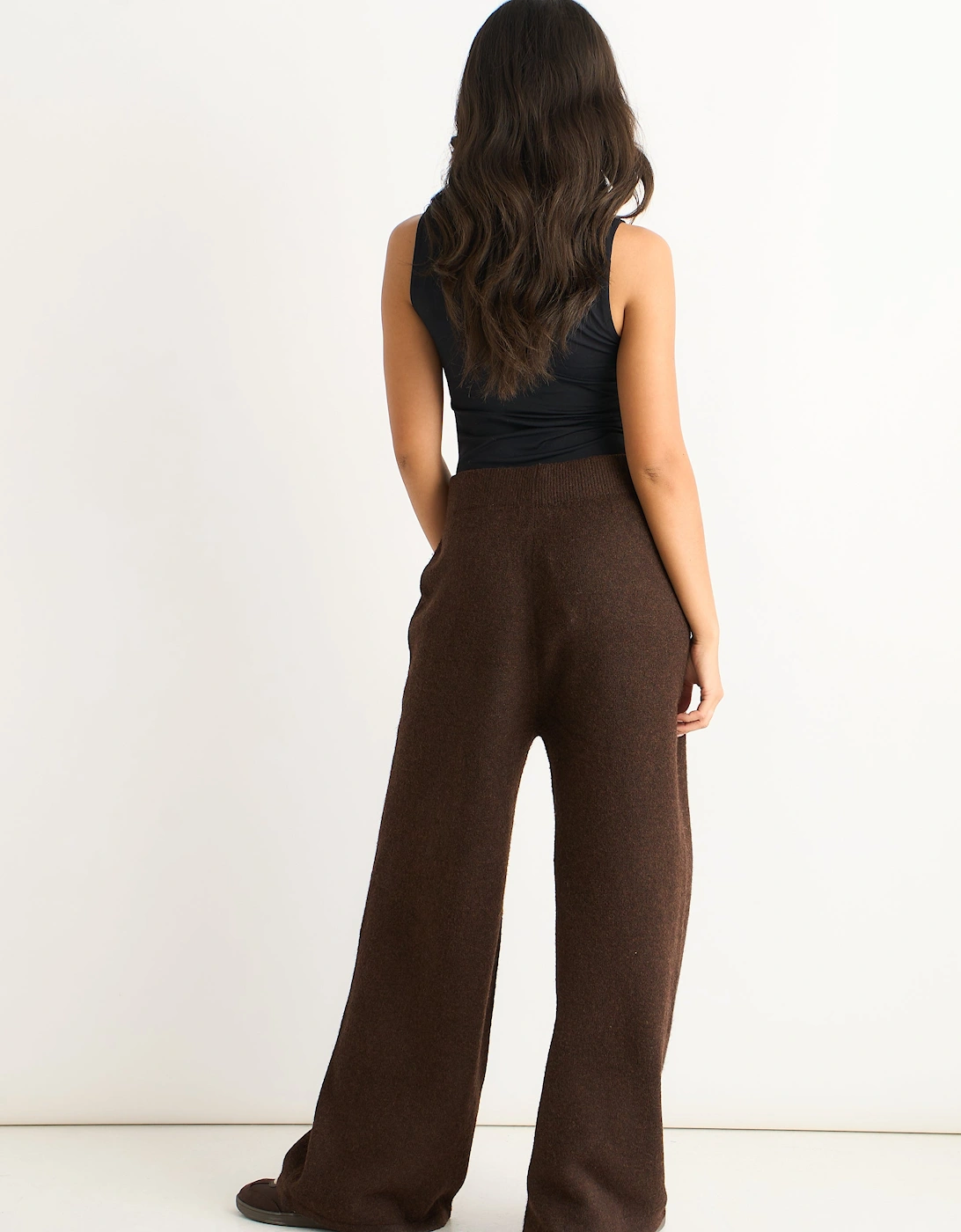 Brown Pull On Wide Leg Trousers