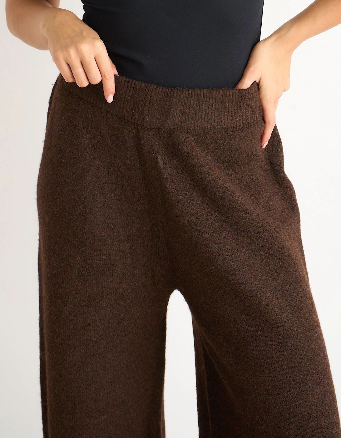 Brown Pull On Wide Leg Trousers