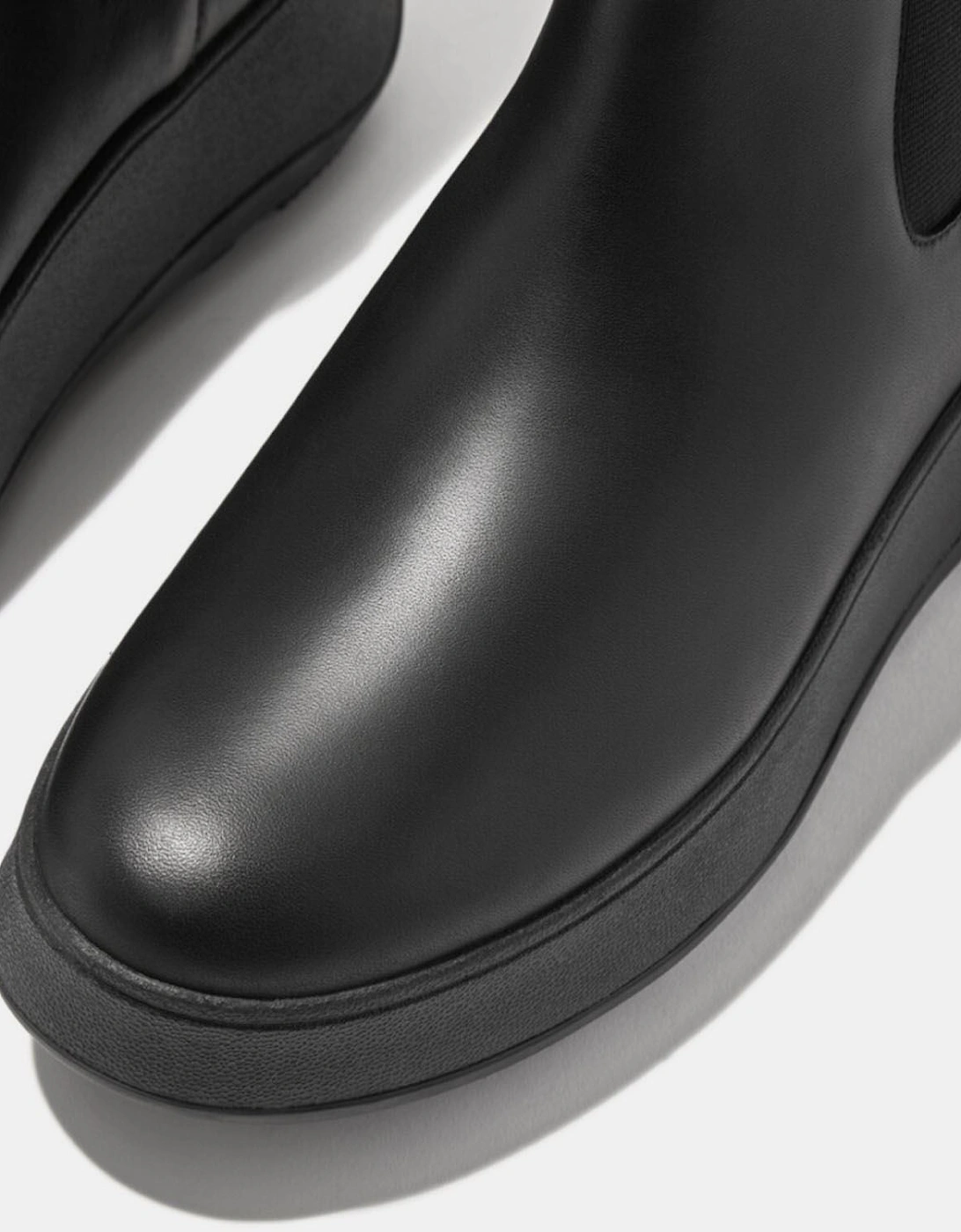 F-Mode Waterproof Leather Flatform Chelsea Boots