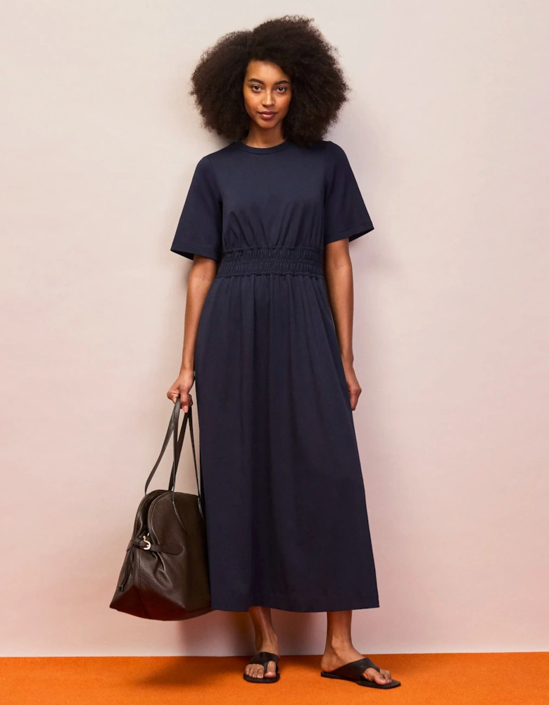 Petite Navy Elasticated Waist Detail Dress