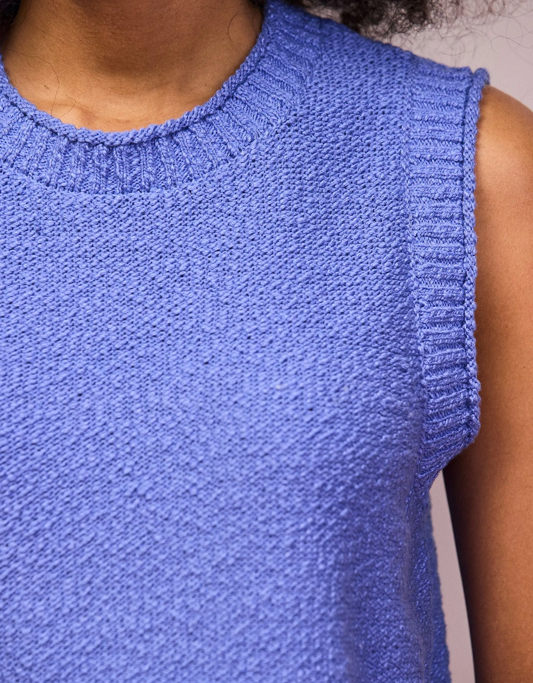 Blue Textured Knit Tank Top