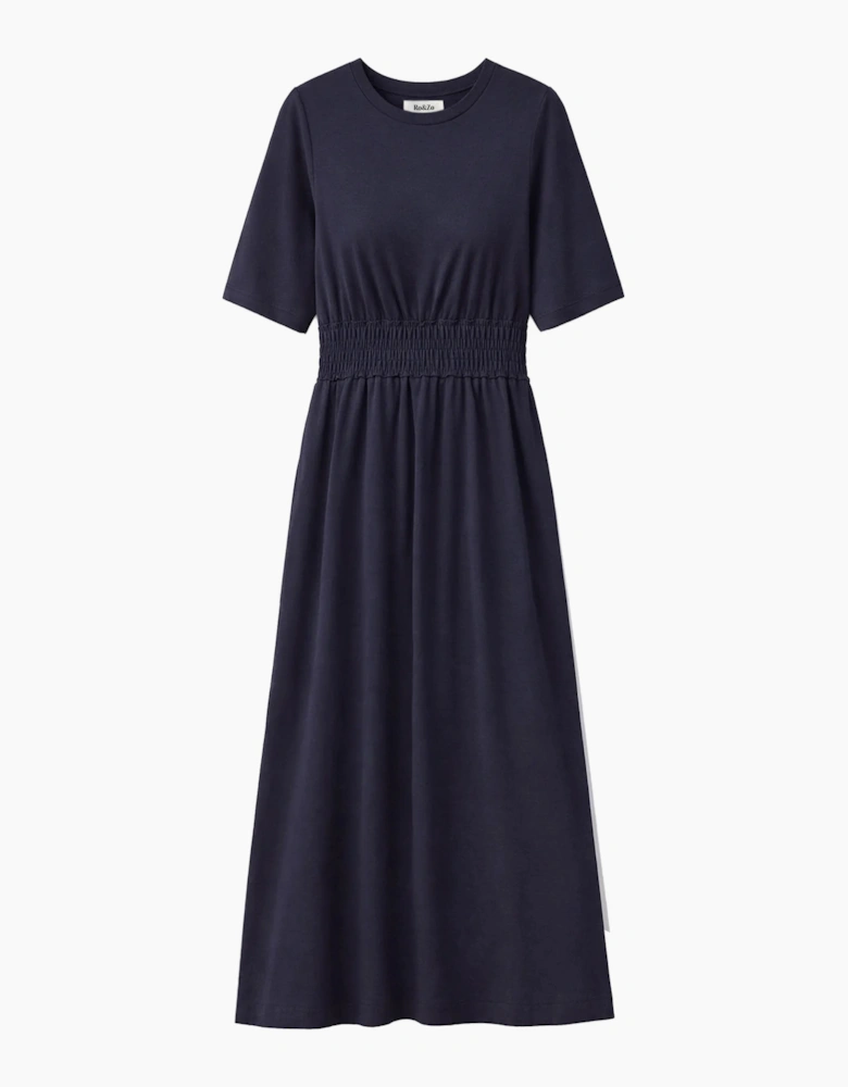 Petite Navy Elasticated Waist Detail Dress