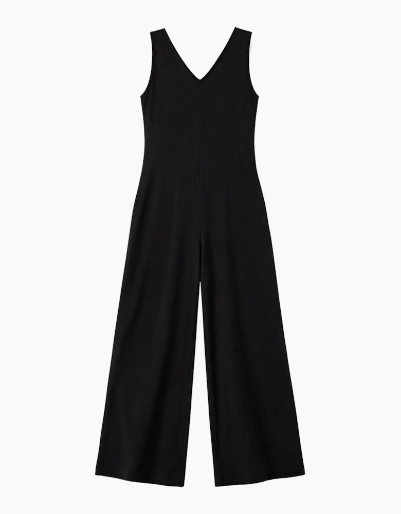 Black V Neck Jersey Jumpsuit