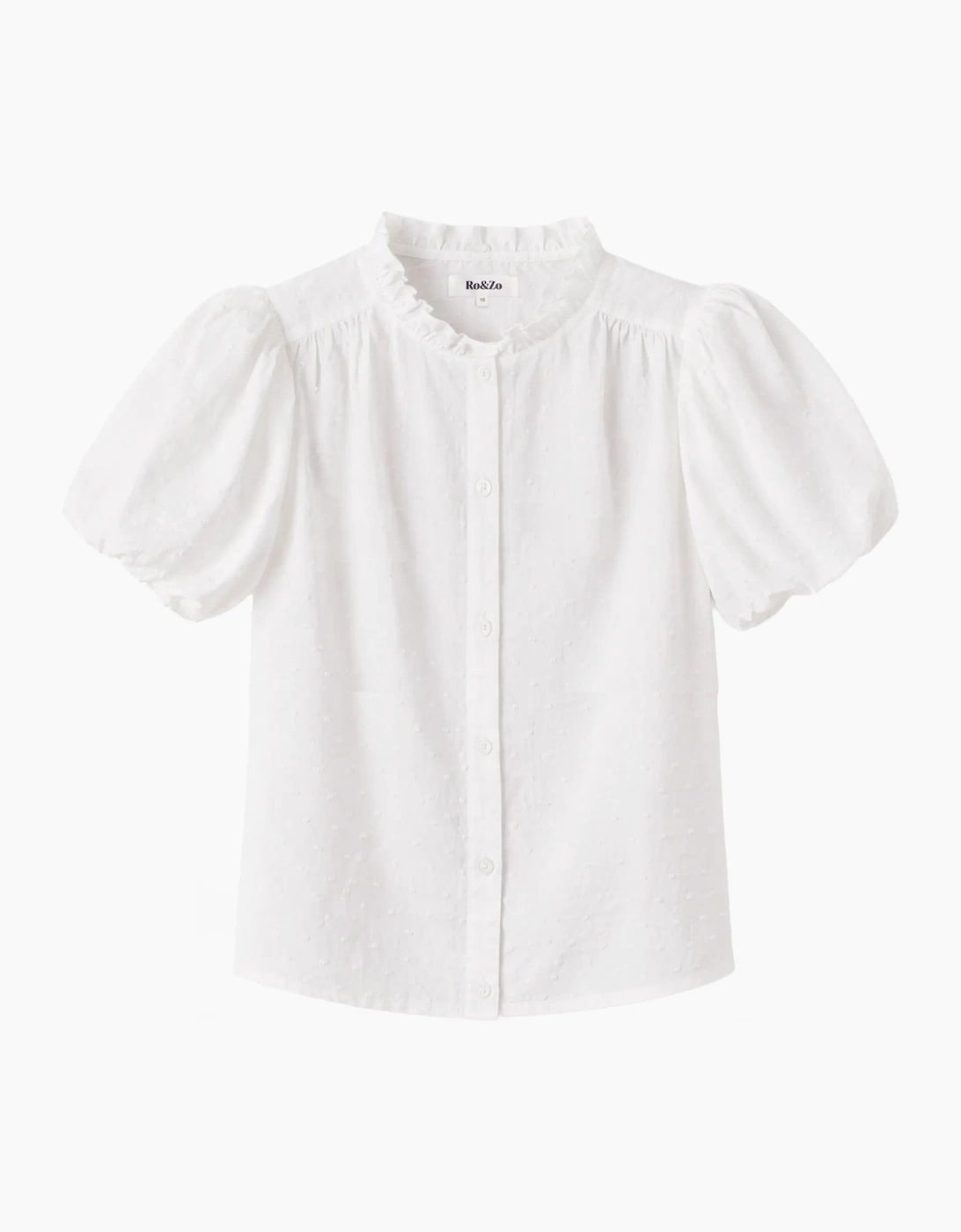 White Cotton Textured Puff Sleeve Shirt