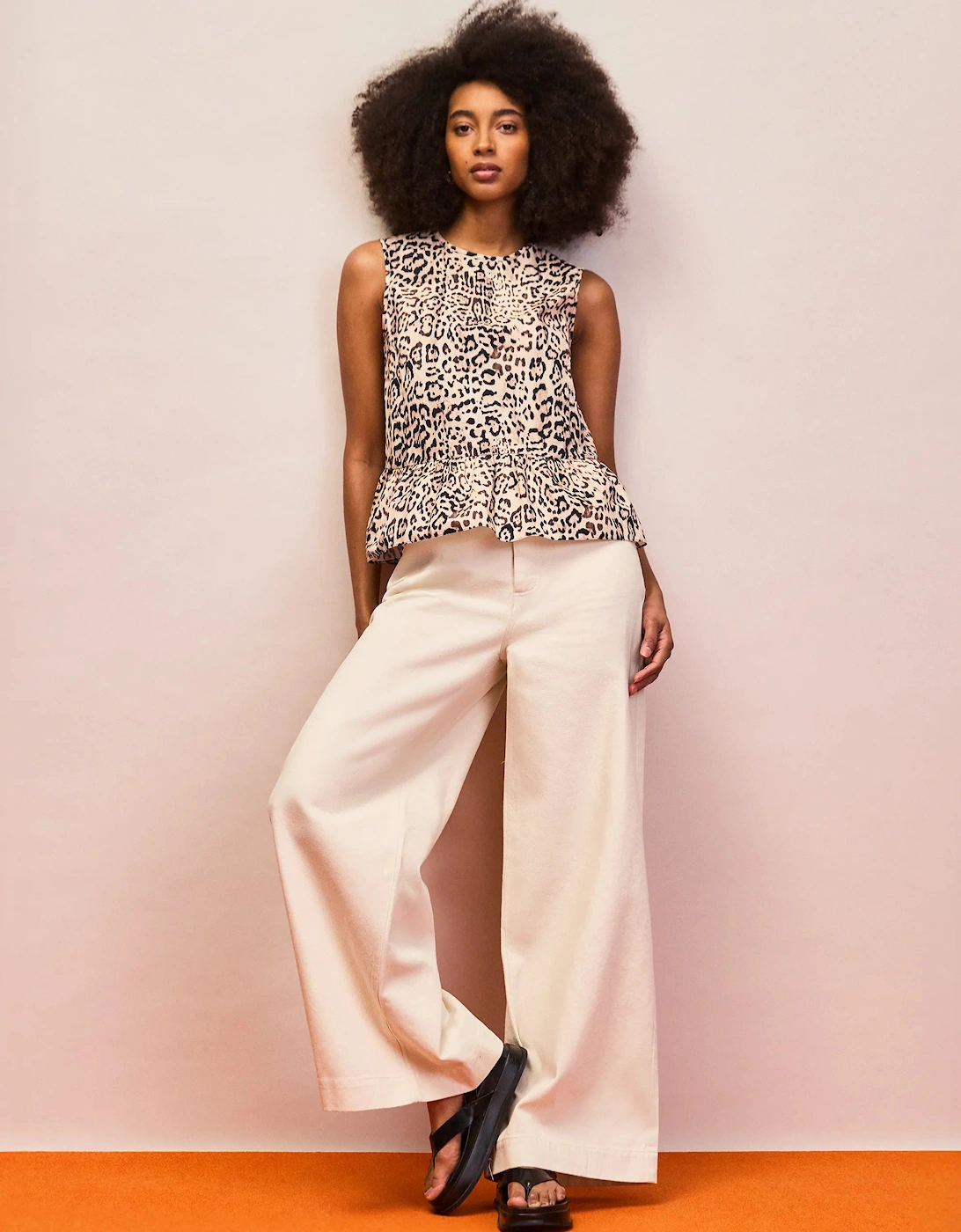 Leopard Print Cotton Peplum Top