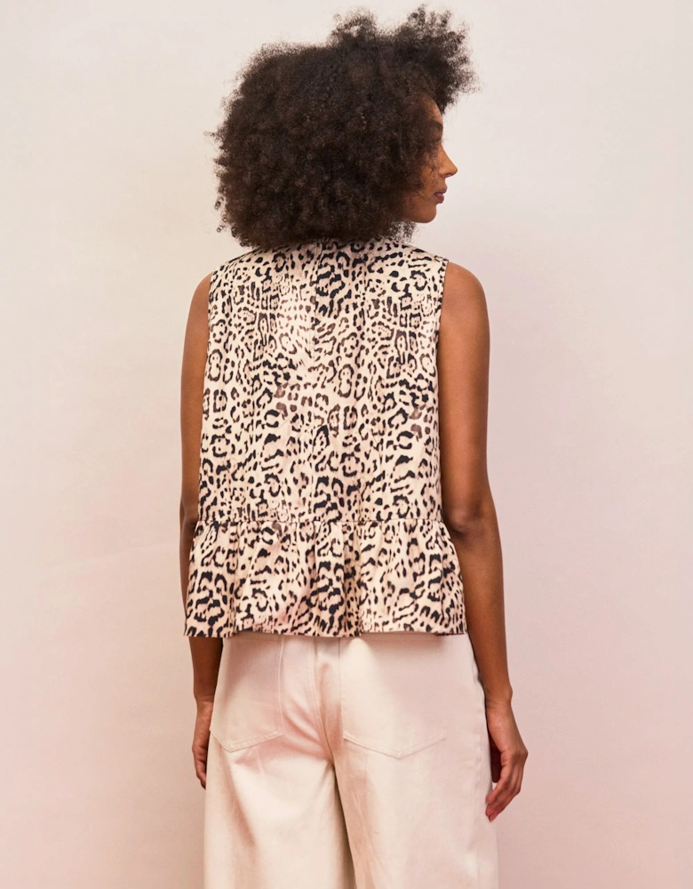 Leopard Print Cotton Peplum Top