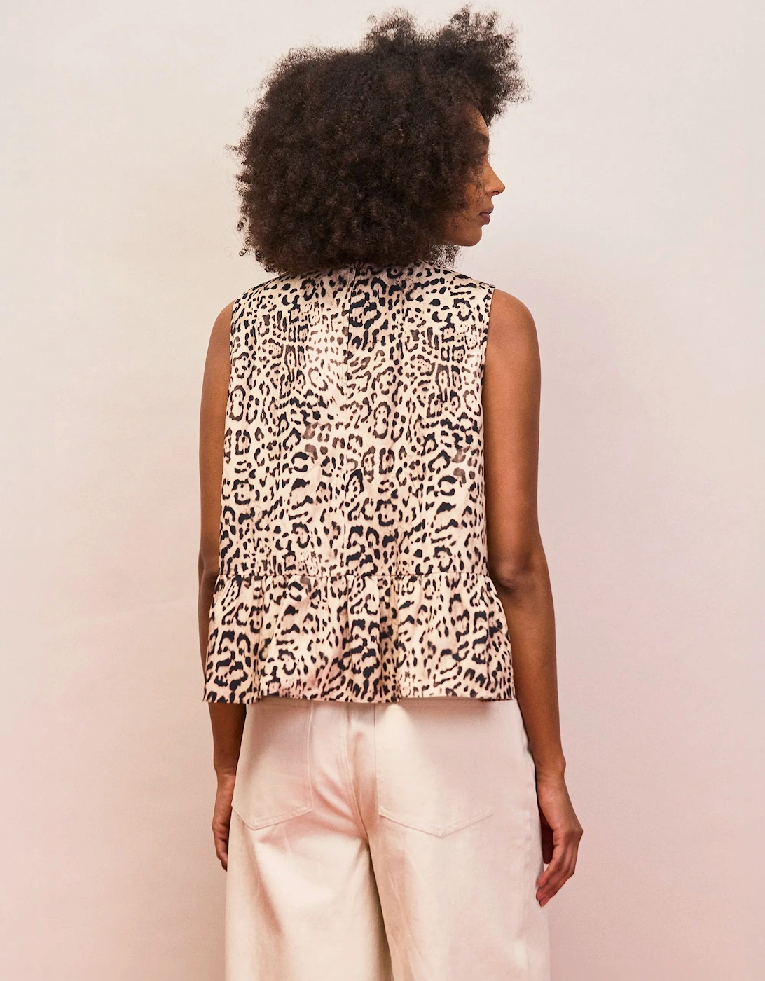 Leopard Print Cotton Peplum Top