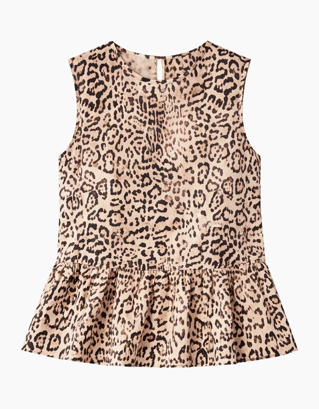 Leopard Print Cotton Peplum Top