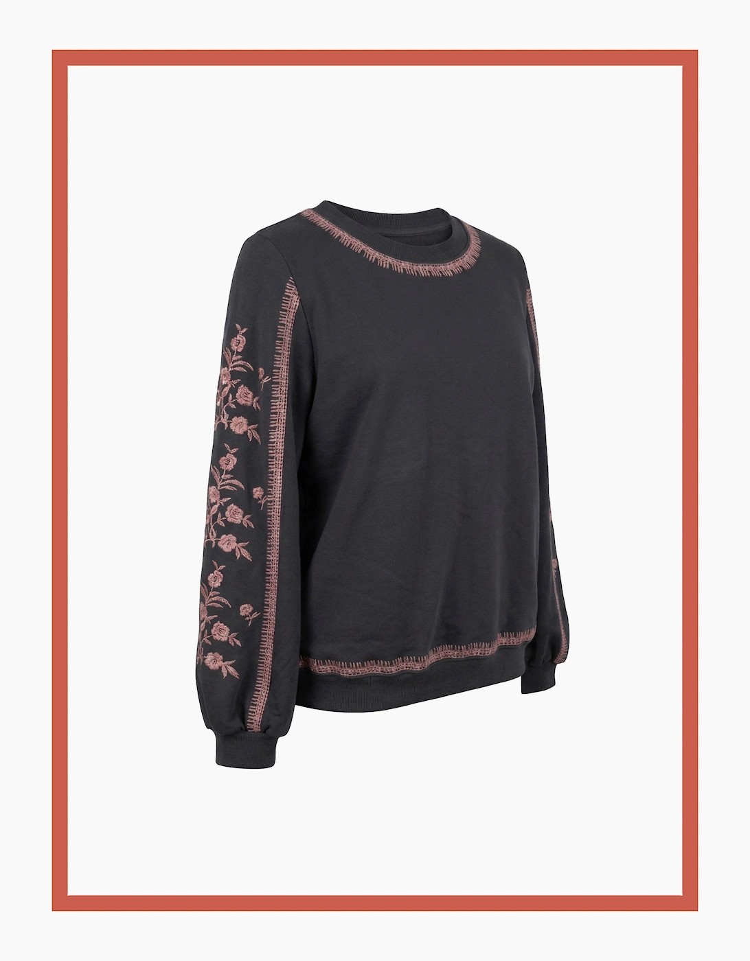 Catalina Embroidered Sweater In Washed Blue