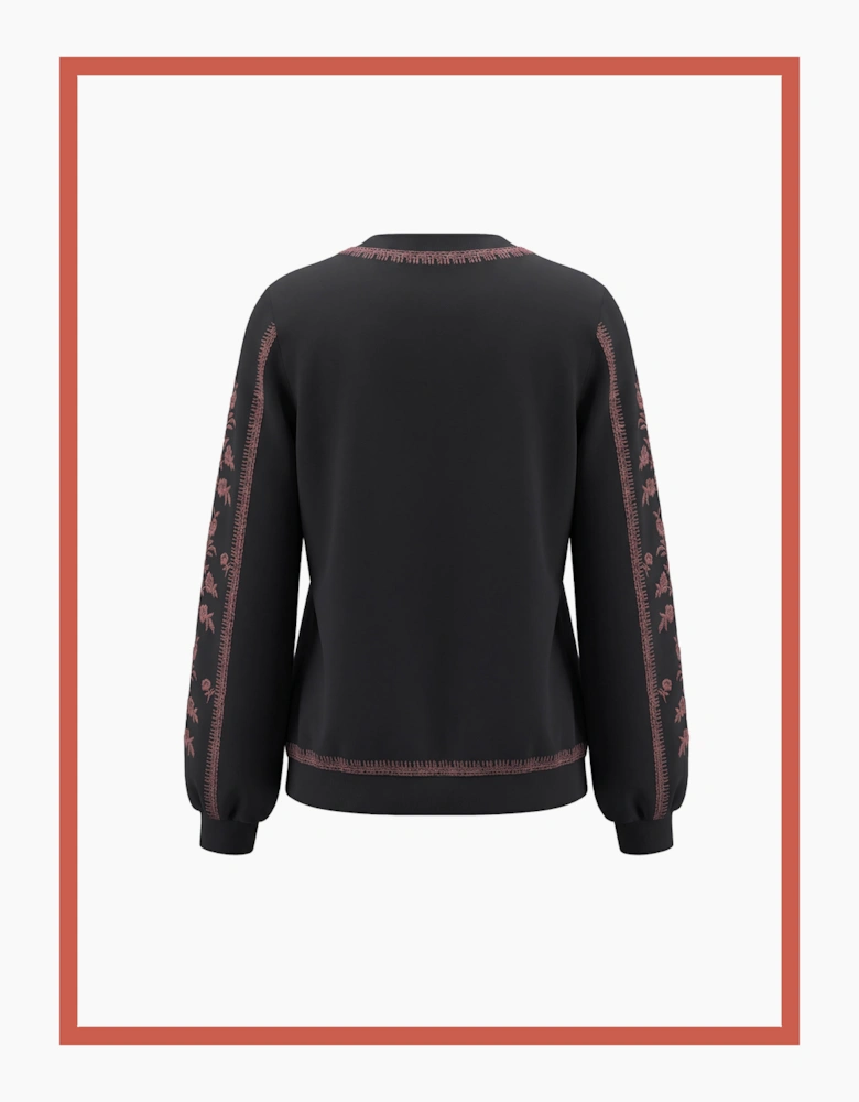 Catalina Embroidered Sweater In Washed Blue