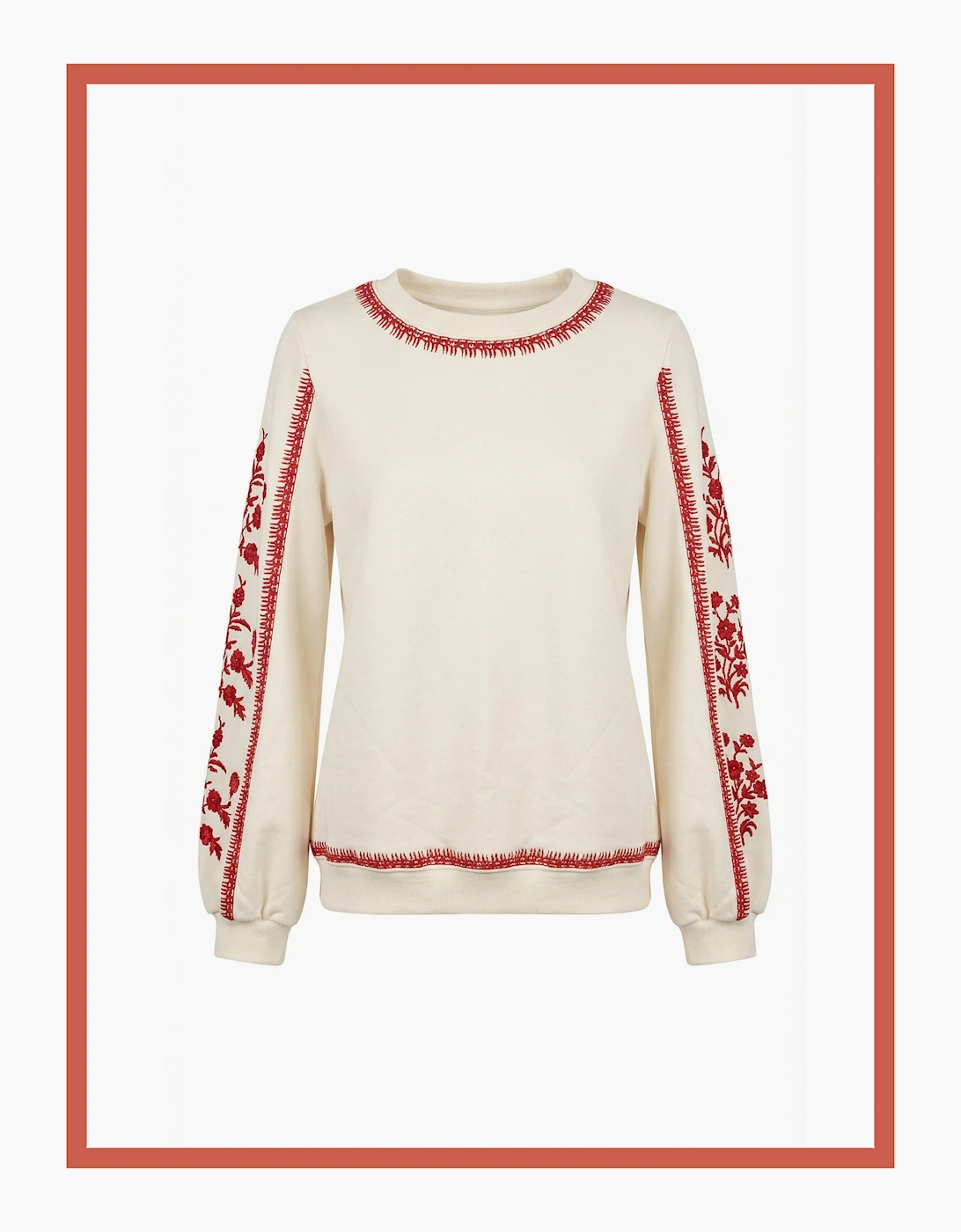 Catalina Embroidered Sweater In Cream