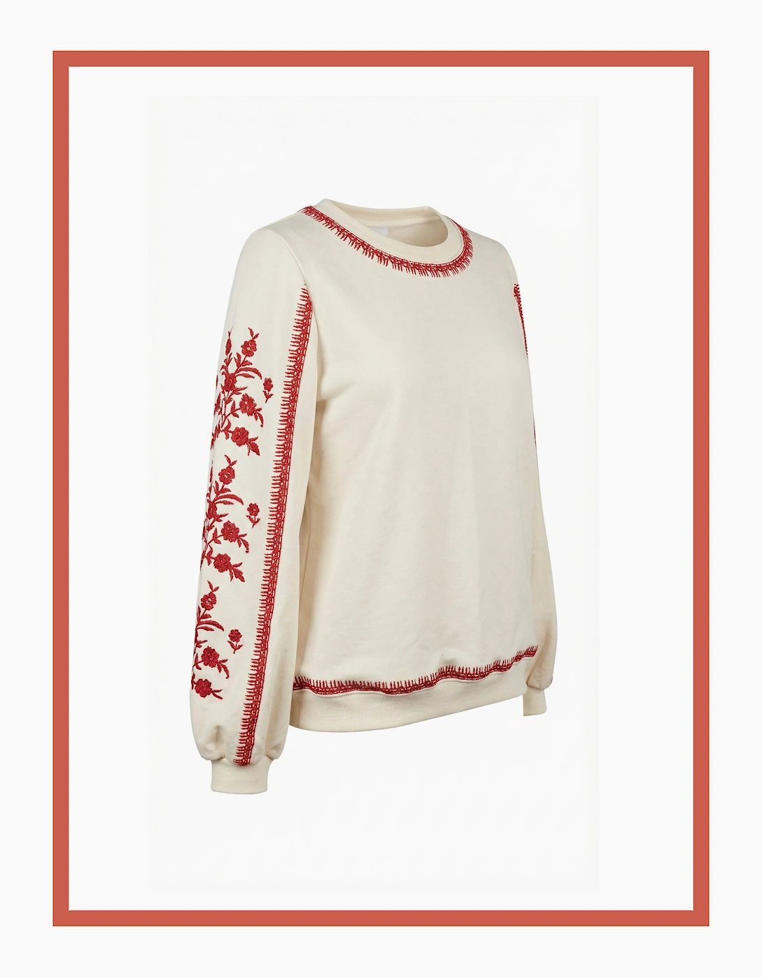 Catalina Embroidered Sweater In Cream