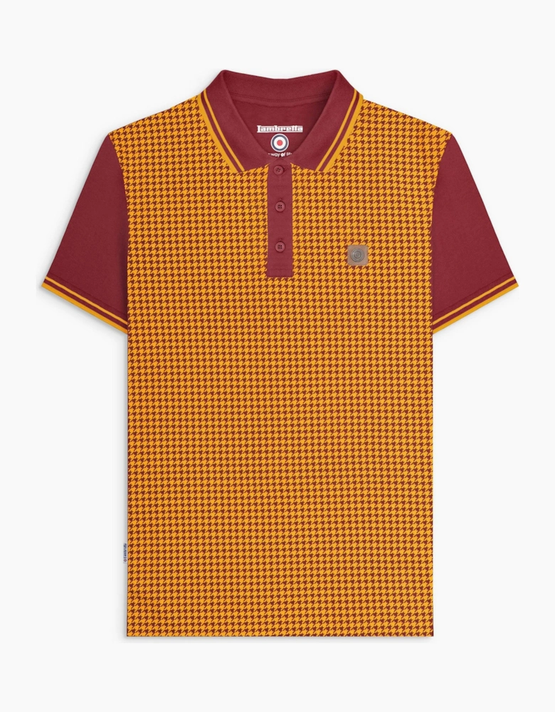 Mens Houndstooth Short Sleeve Polo Shirt