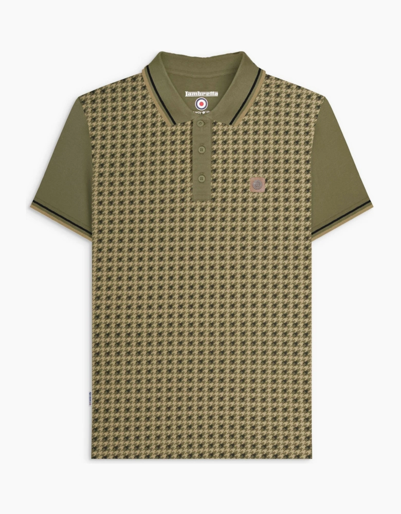 Mens Houndstooth Short Sleeve Polo Shirt