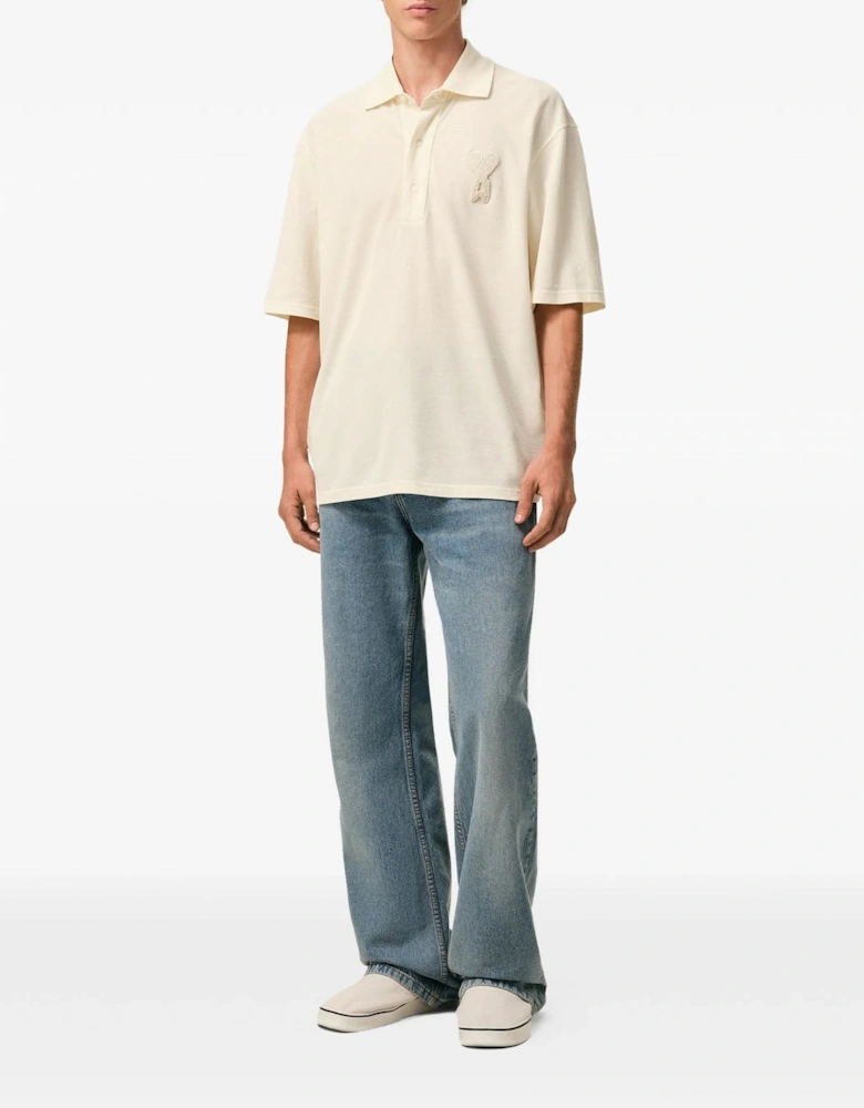Boxy Fit Piquet Polo Cream