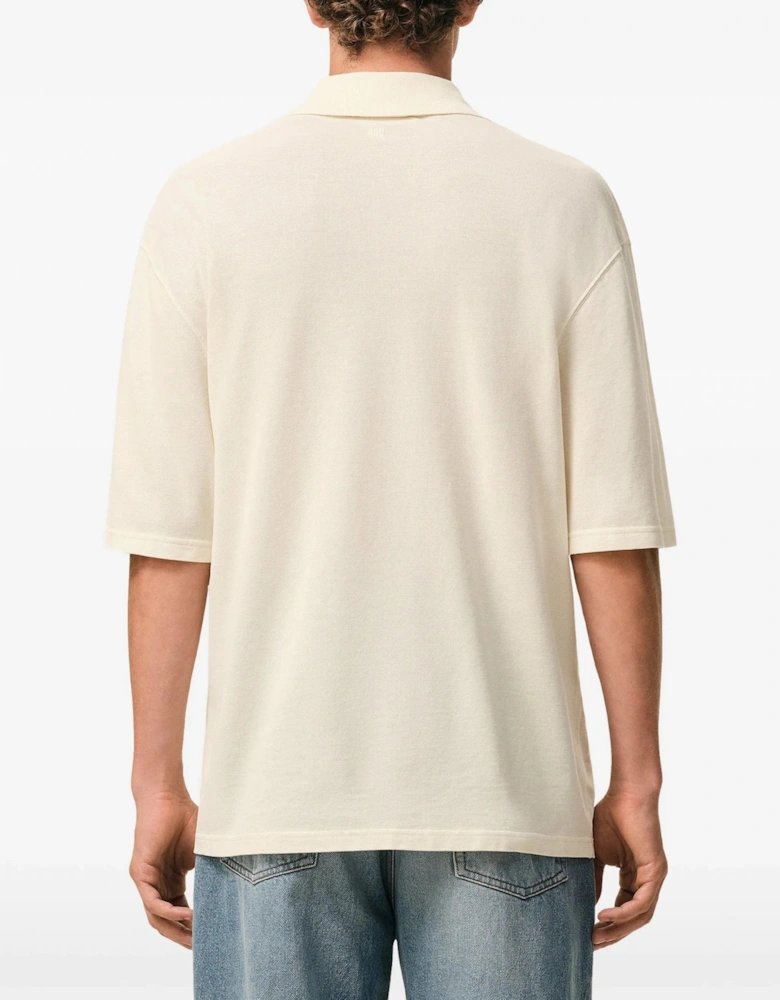 Boxy Fit Piquet Polo Cream