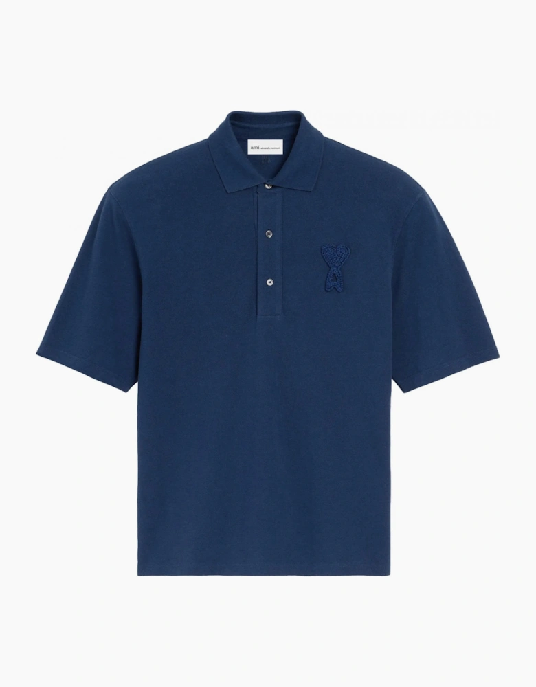 Boxy Fit Piquet Polo Navy