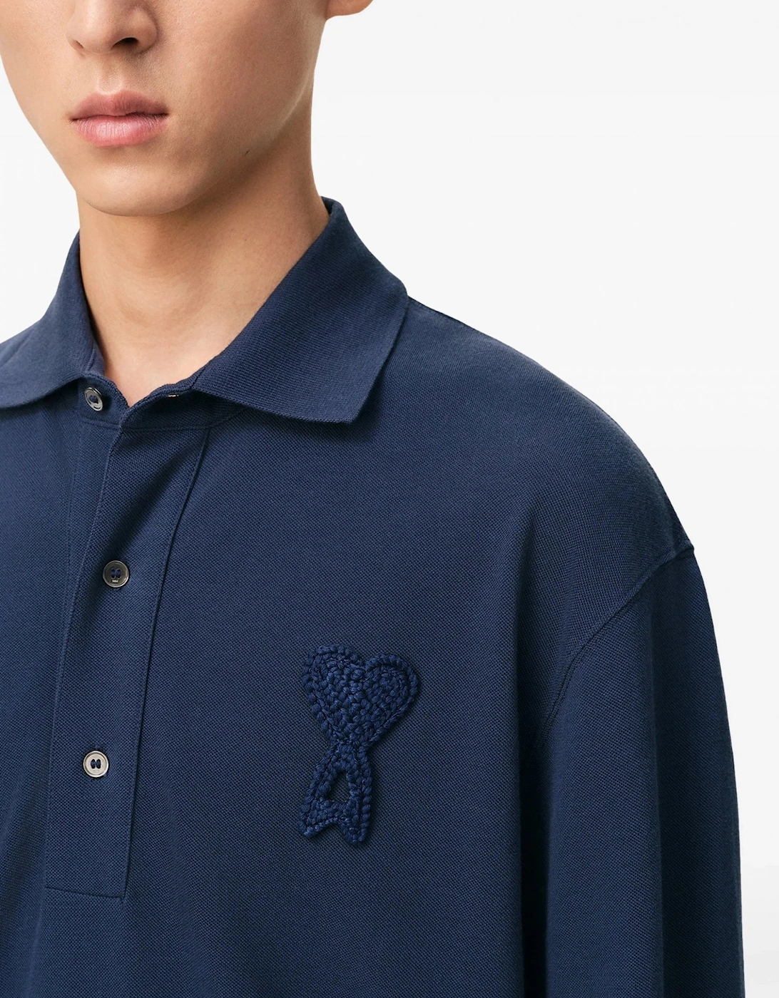 Boxy Fit Piquet Polo Navy