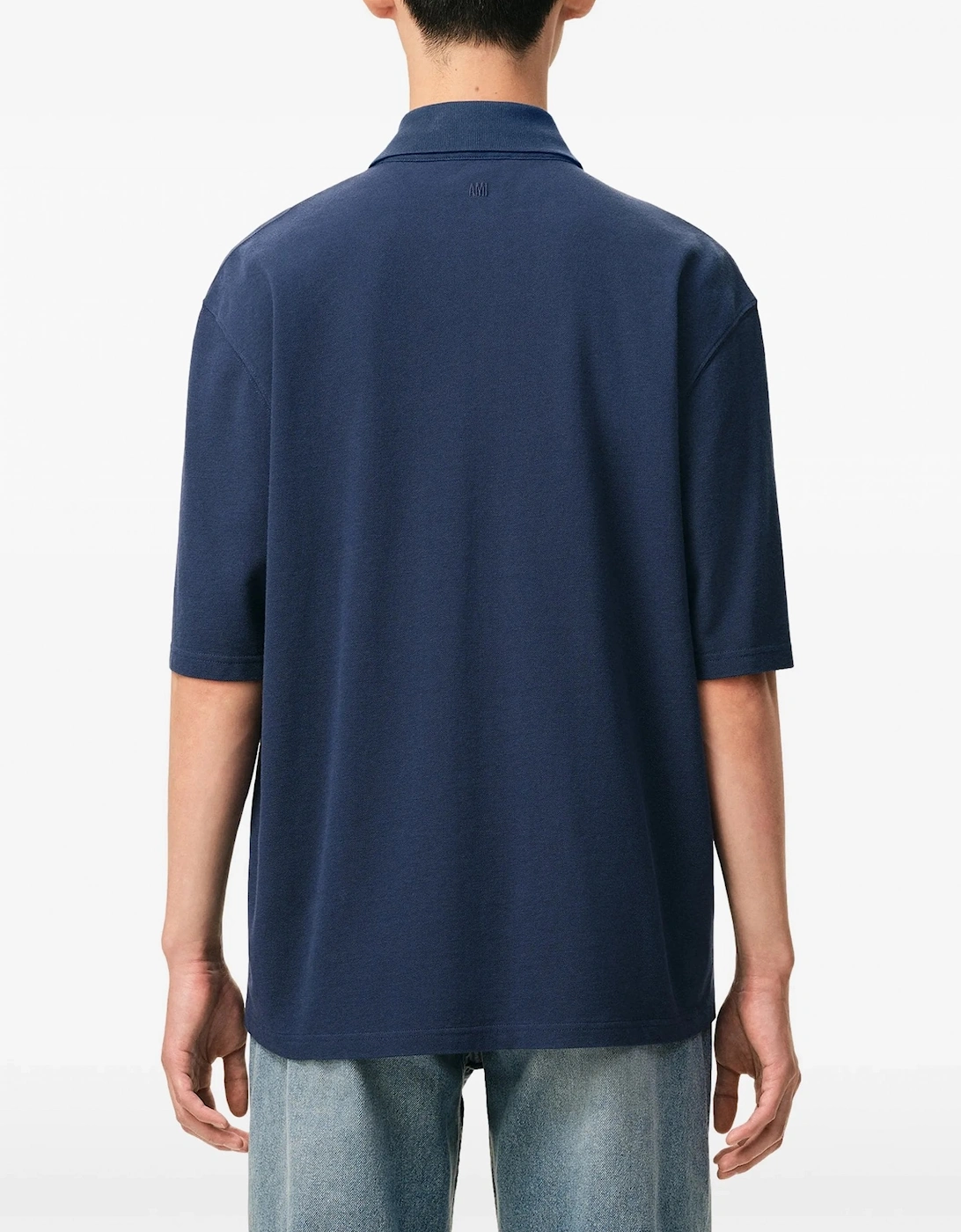 Boxy Fit Piquet Polo Navy