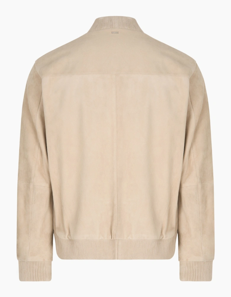 H Muller Leather Jacket Beige
