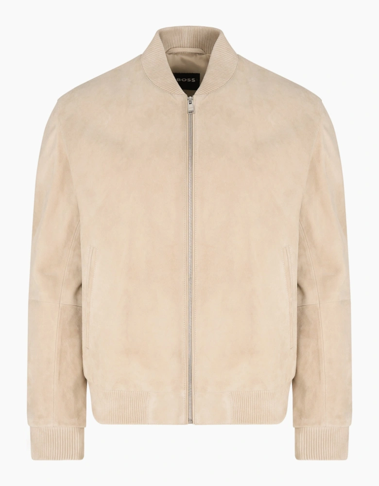 H Muller Leather Jacket Beige