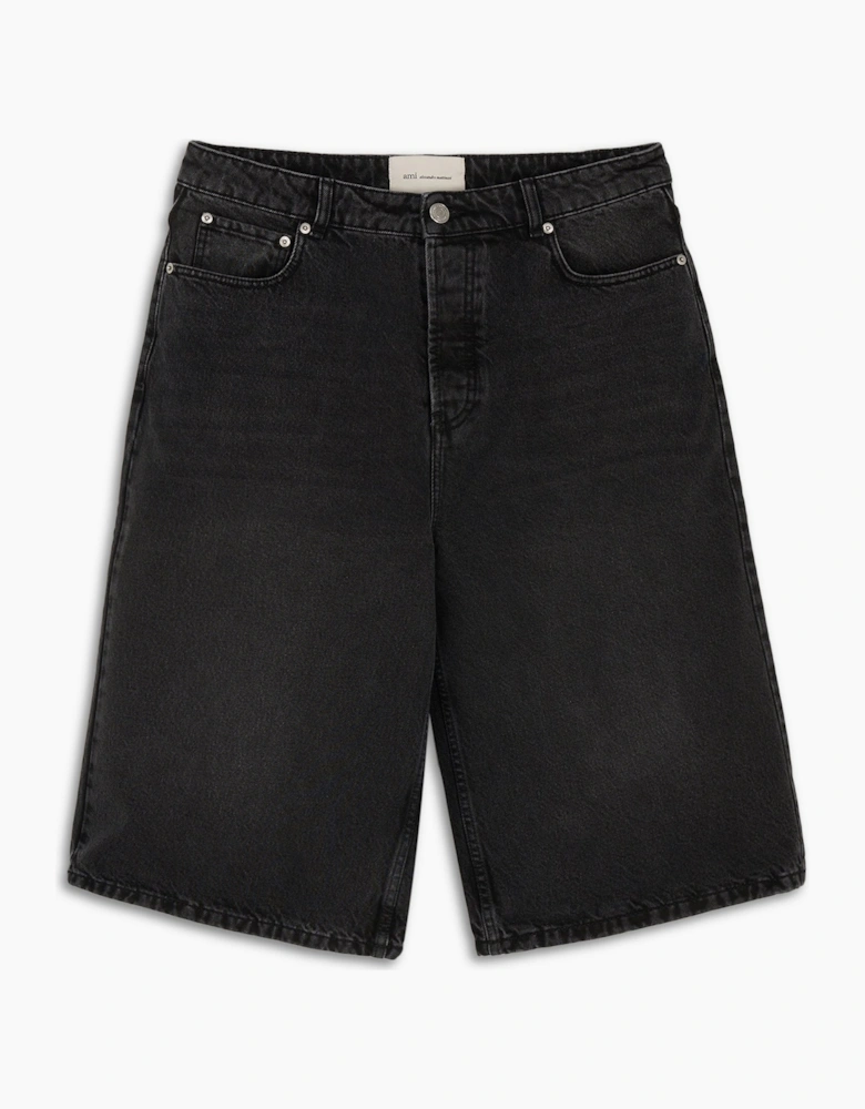 Over Fit Denim Shorts Black