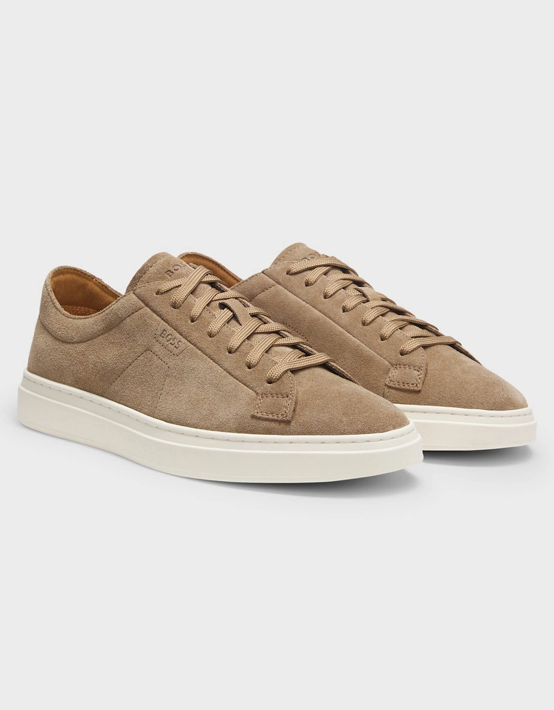 BOSS Orange Kieran Mens Suede Trainers with Embossed Logo - Medium Beige 260, 5 of 4