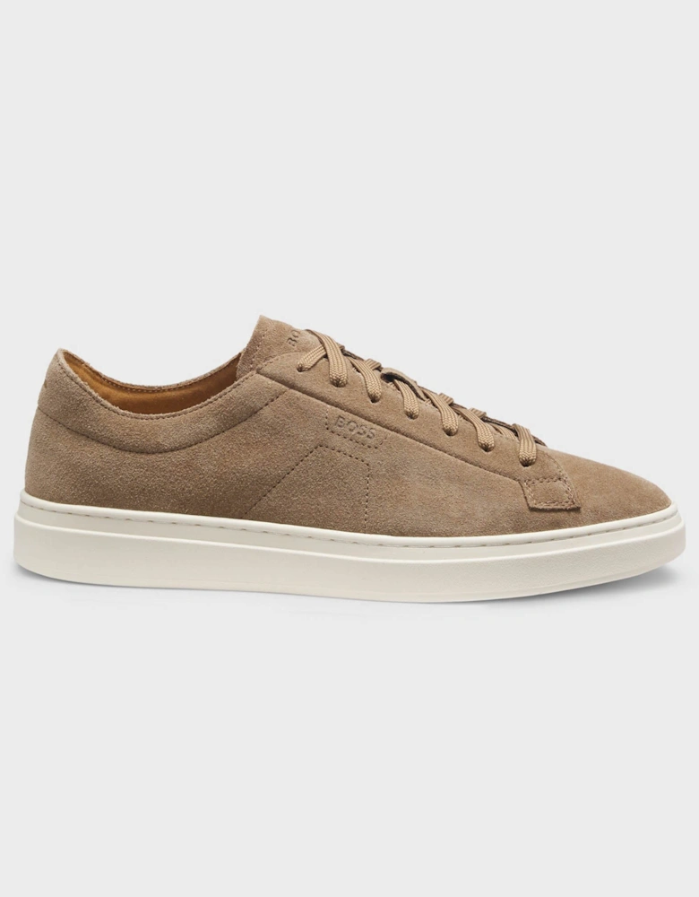 BOSS Orange Kieran Mens Suede Trainers with Embossed Logo - Medium Beige 260