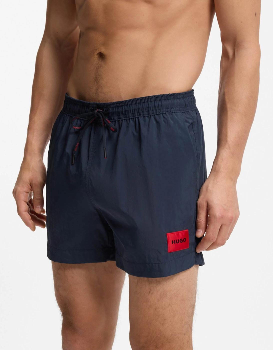 HUGO Dominica Mens Quick-Drying Swim Shorts In Recycled Material With Logo - Navy 410