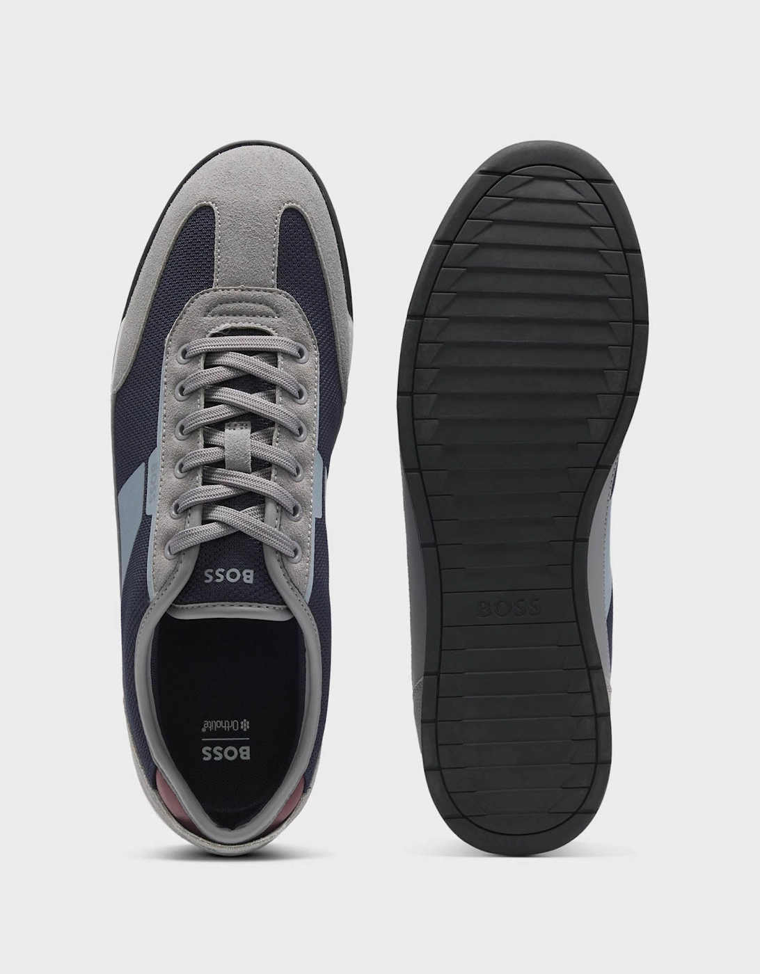 BOSS Orange Nitan Mens Mixed Material Trainers with Ridged Outsole - Open Grey 064