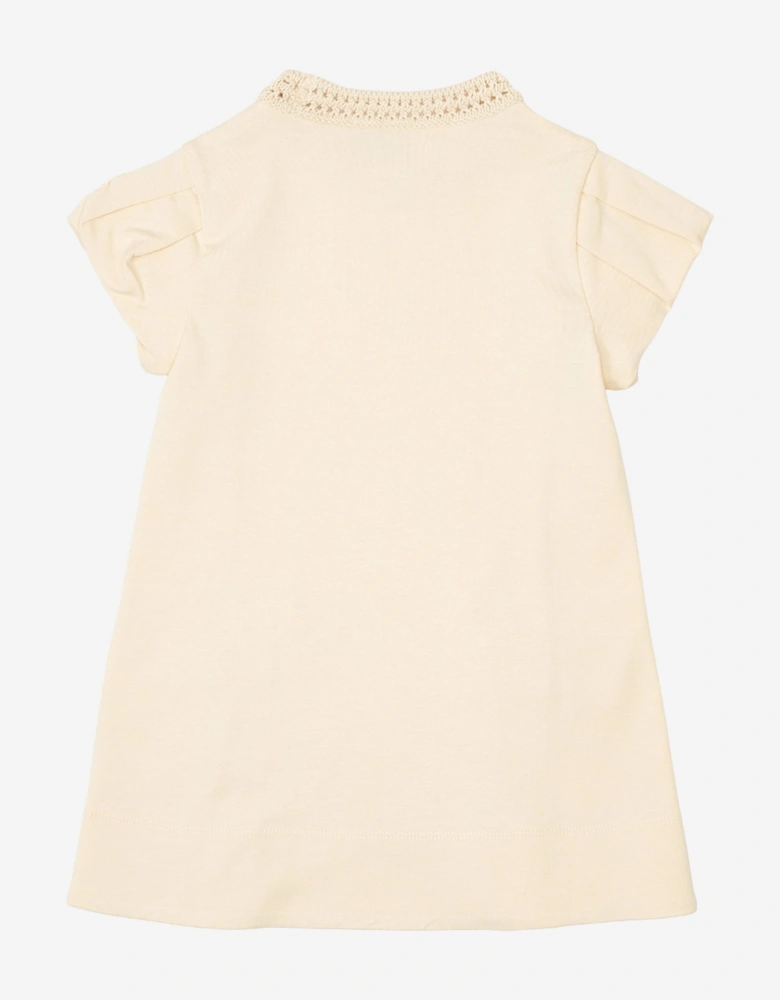 Moncler Enfant Girls Cotton Pocket Dress in Ivory