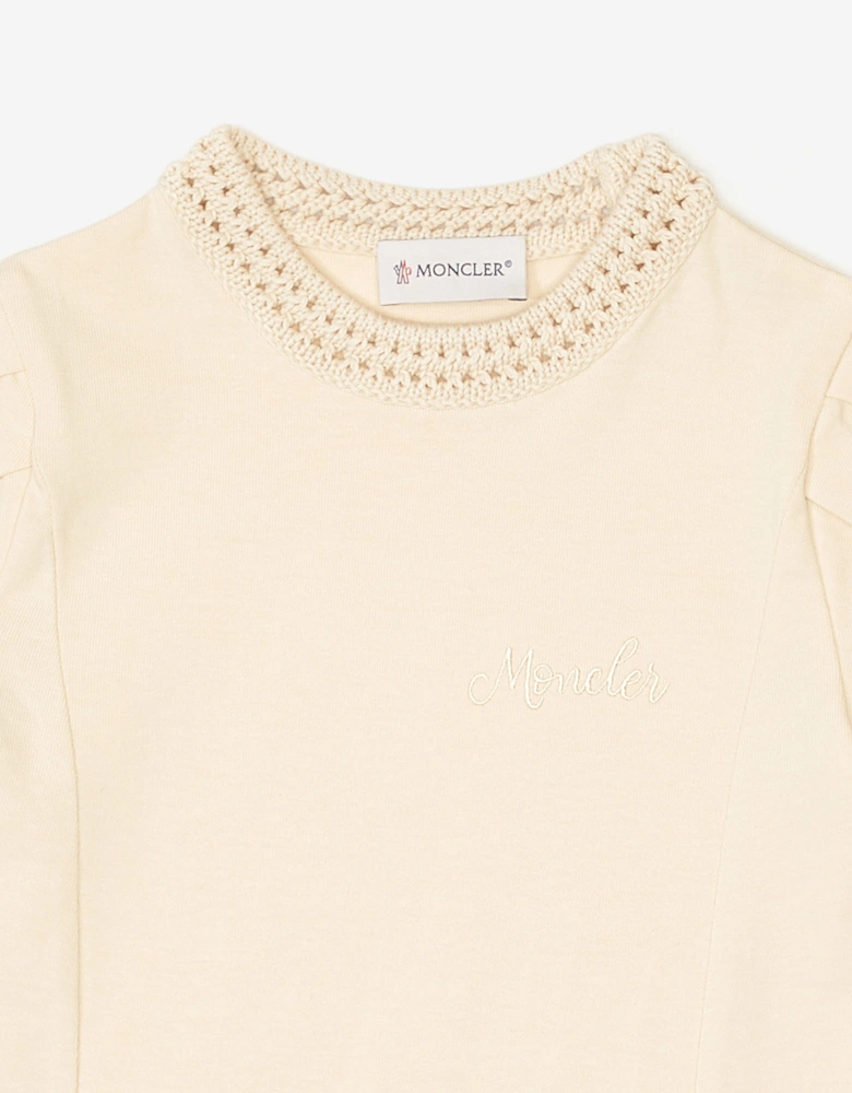 Moncler Enfant Girls Cotton Pocket Dress in Ivory