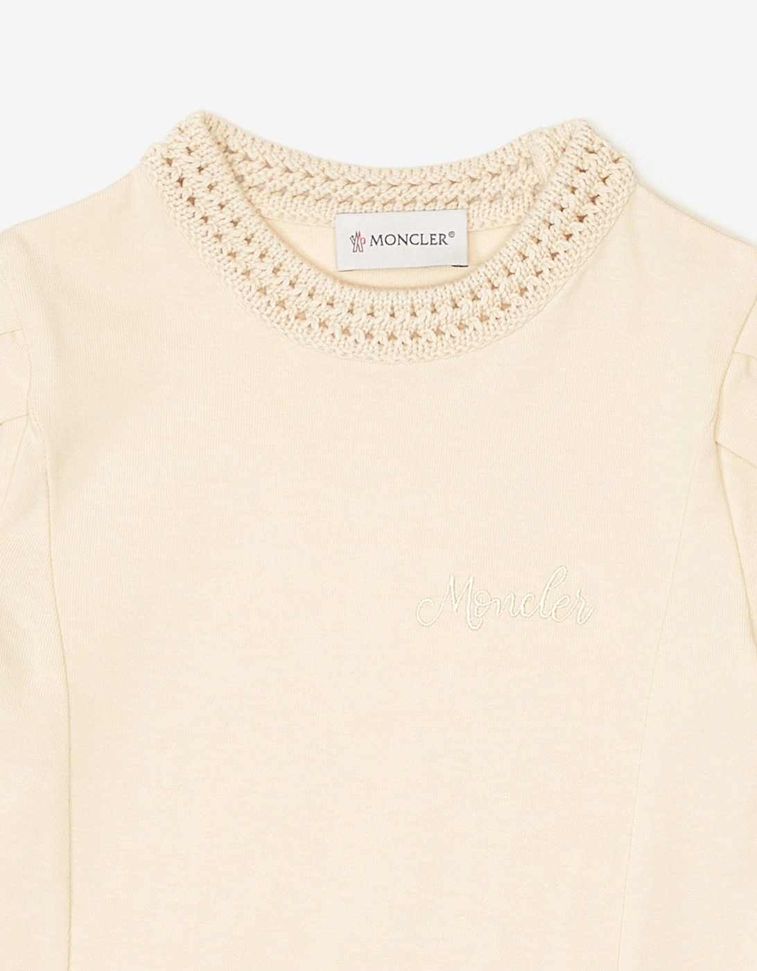 Moncler Enfant Girls Cotton Pocket Dress in Ivory