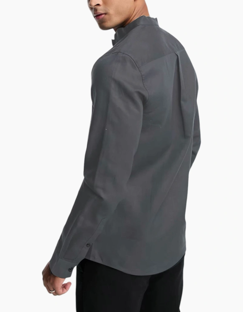 Mens Shirts Long Sleeve Casual Band Collar Linen Shirt Summer Mandarin Shirt NWT