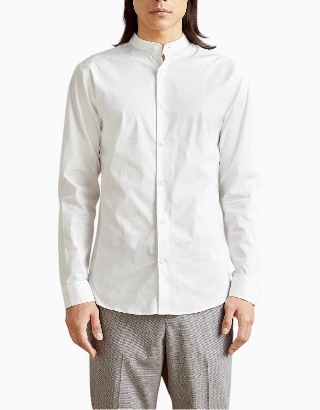 Mens Shirts Long Sleeve Casual Band Collar Linen Shirt Summer Mandarin Shirt NWT