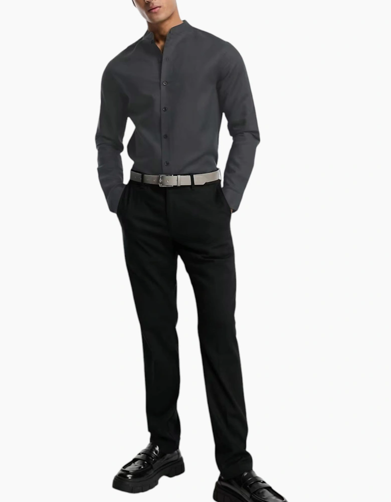 Mens Shirts Long Sleeve Casual Band Collar Linen Shirt Summer Mandarin Shirt NWT