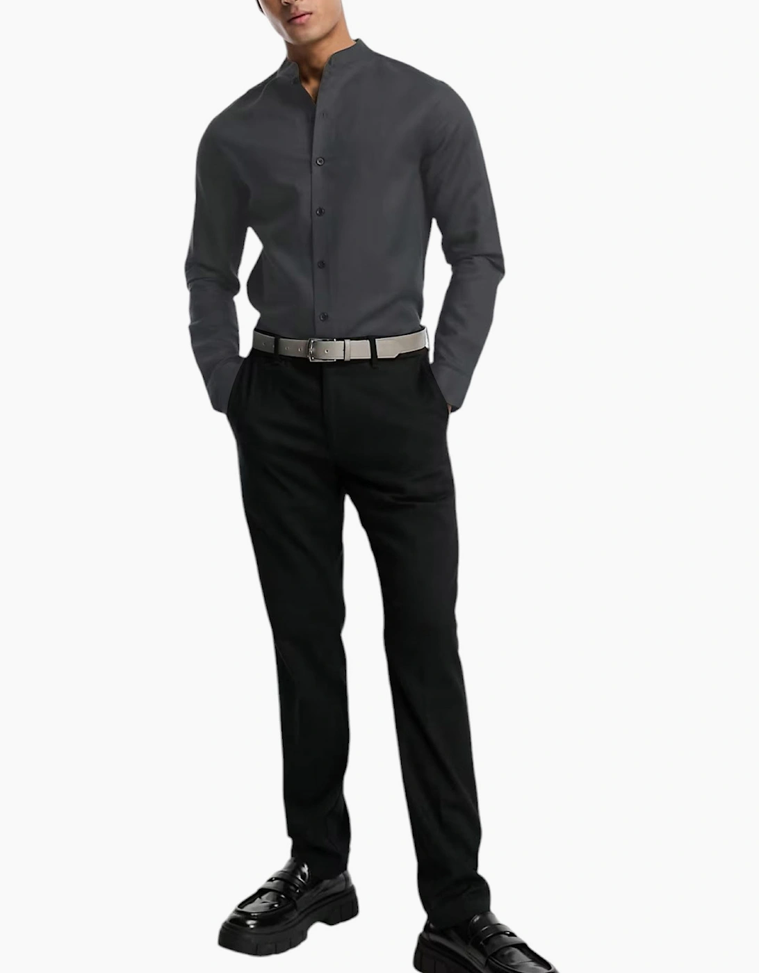 Mens Shirts Long Sleeve Casual Band Collar Linen Shirt Summer Mandarin Shirt NWT