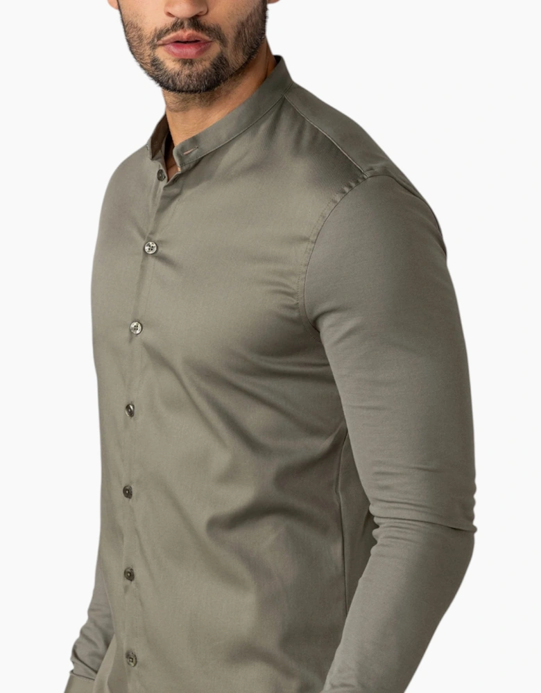 Mens Shirts Long Sleeve Casual Band Collar Linen Shirt Summer Mandarin Shirt NWT