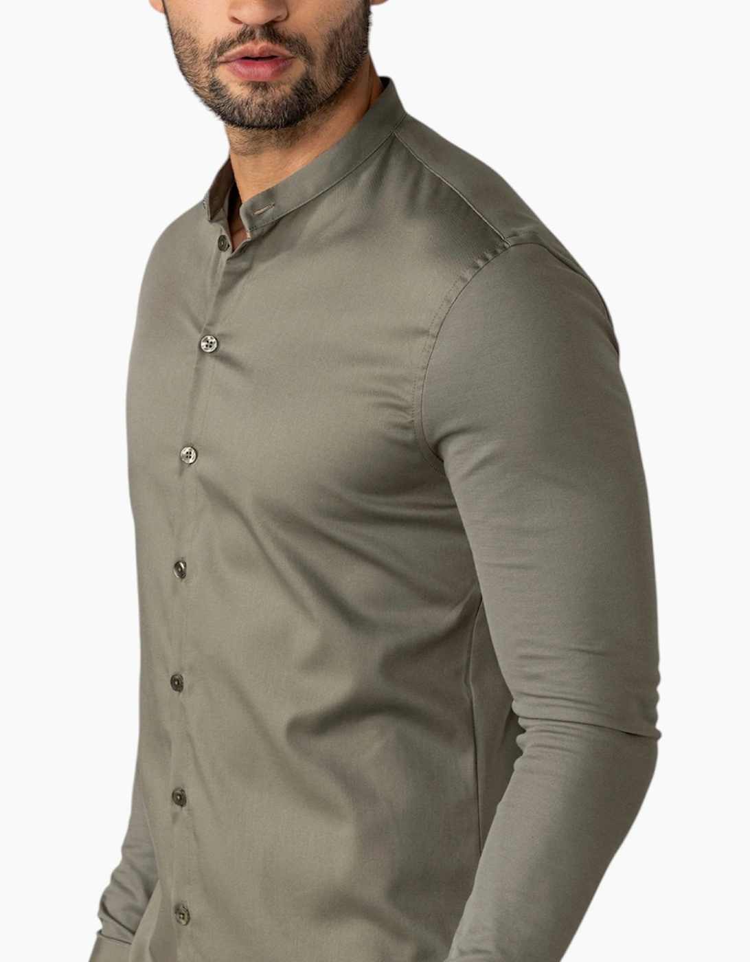 Mens Shirts Long Sleeve Casual Band Collar Linen Shirt Summer Mandarin Shirt NWT