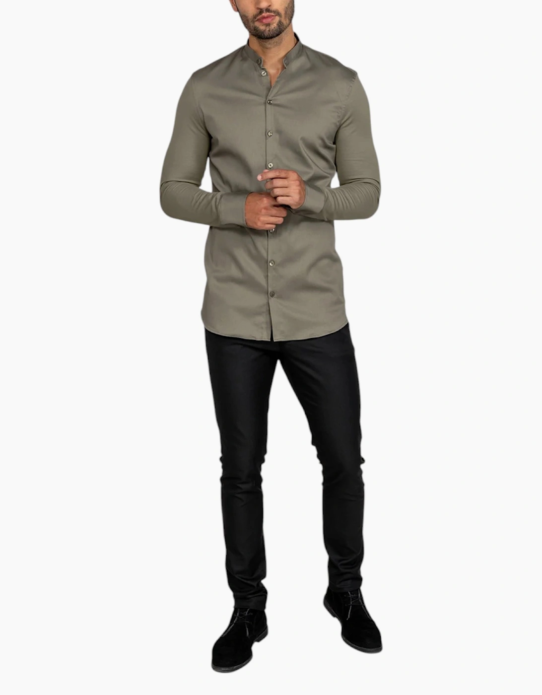 Mens Shirts Long Sleeve Casual Band Collar Linen Shirt Summer Mandarin Shirt NWT