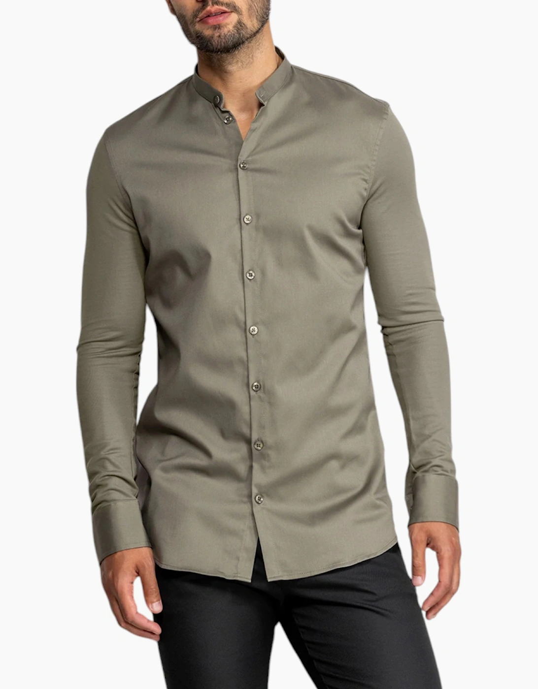 Mens Shirts Long Sleeve Casual Band Collar Linen Shirt Summer Mandarin Shirt NWT, 4 of 3