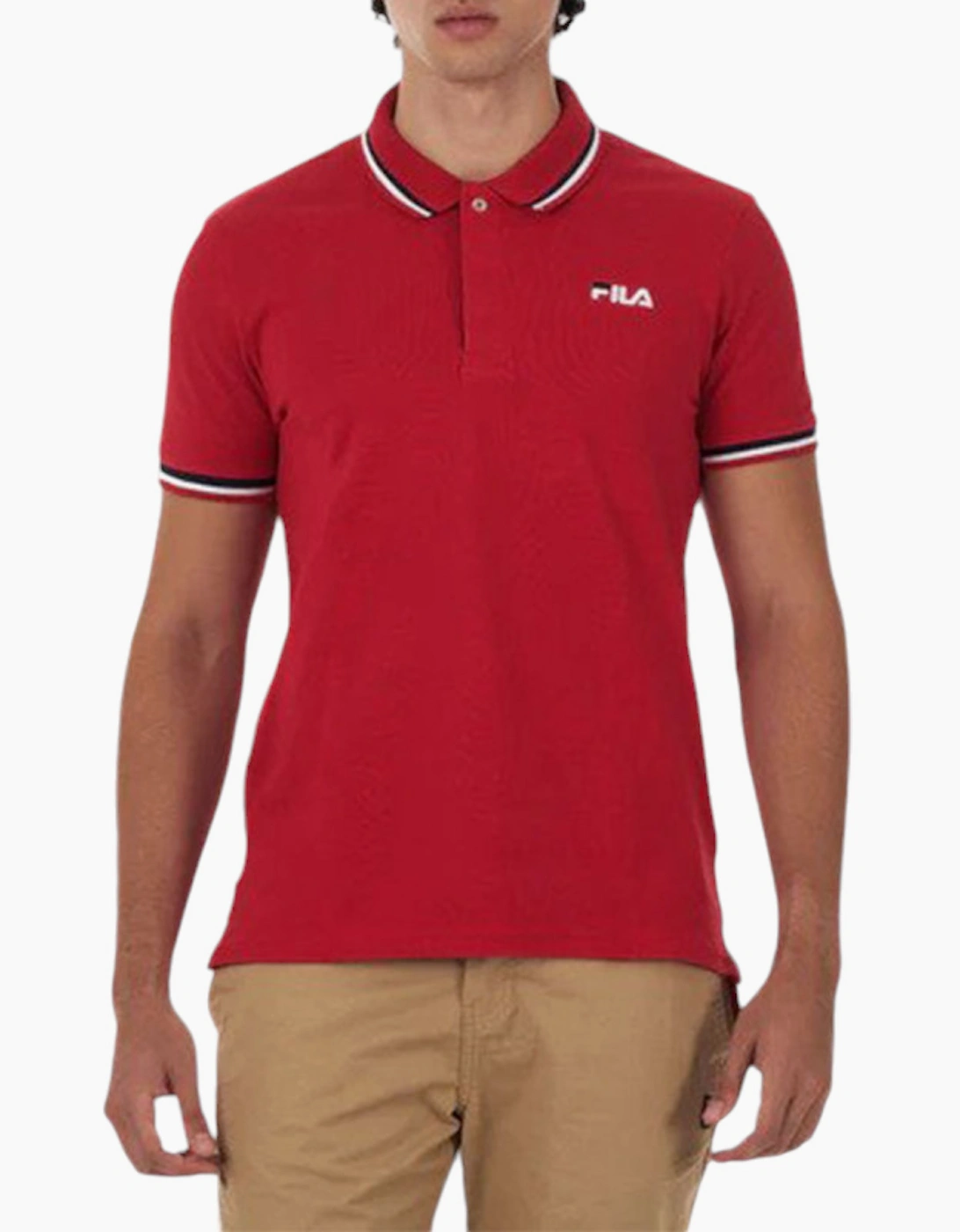 Fila Men's FILA Mens Polo Shirt Short Sleeve Casual Summer Tee Cotton Jersey Sports Golf - Red
