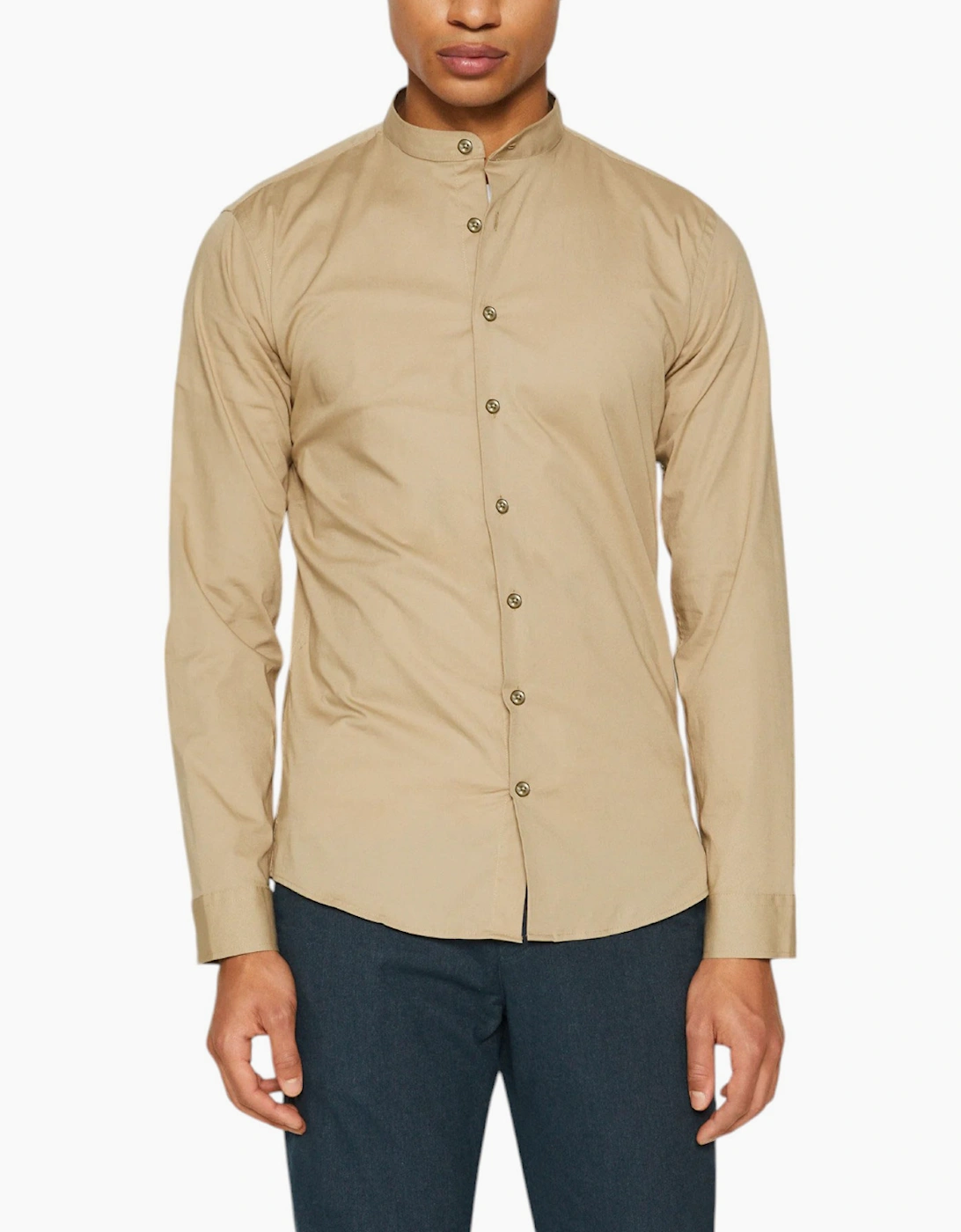 Mens Shirts Long Sleeve Casual Band Collar Linen Shirt Summer Mandarin Shirt NWT, 8 of 7