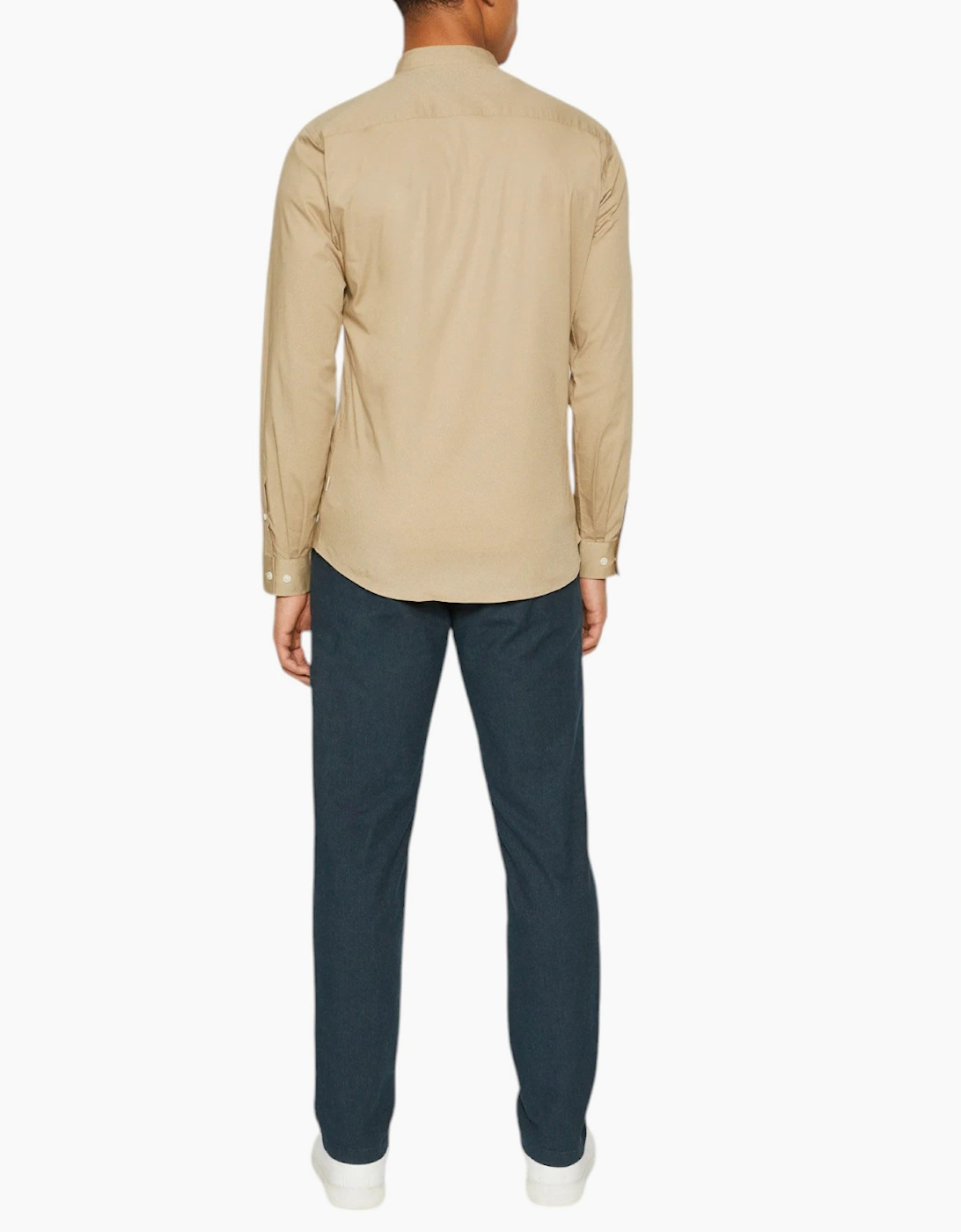 Mens Shirts Long Sleeve Casual Band Collar Linen Shirt Summer Mandarin Shirt NWT