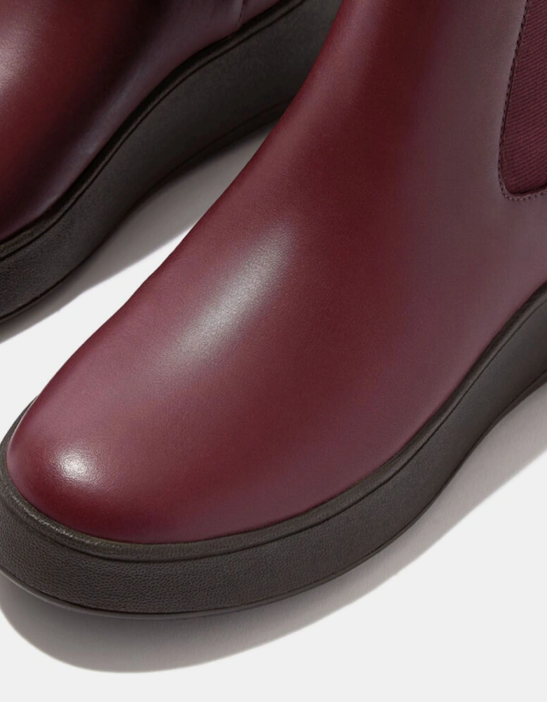 F-Mode Leather FlatForm Chelsea Boots