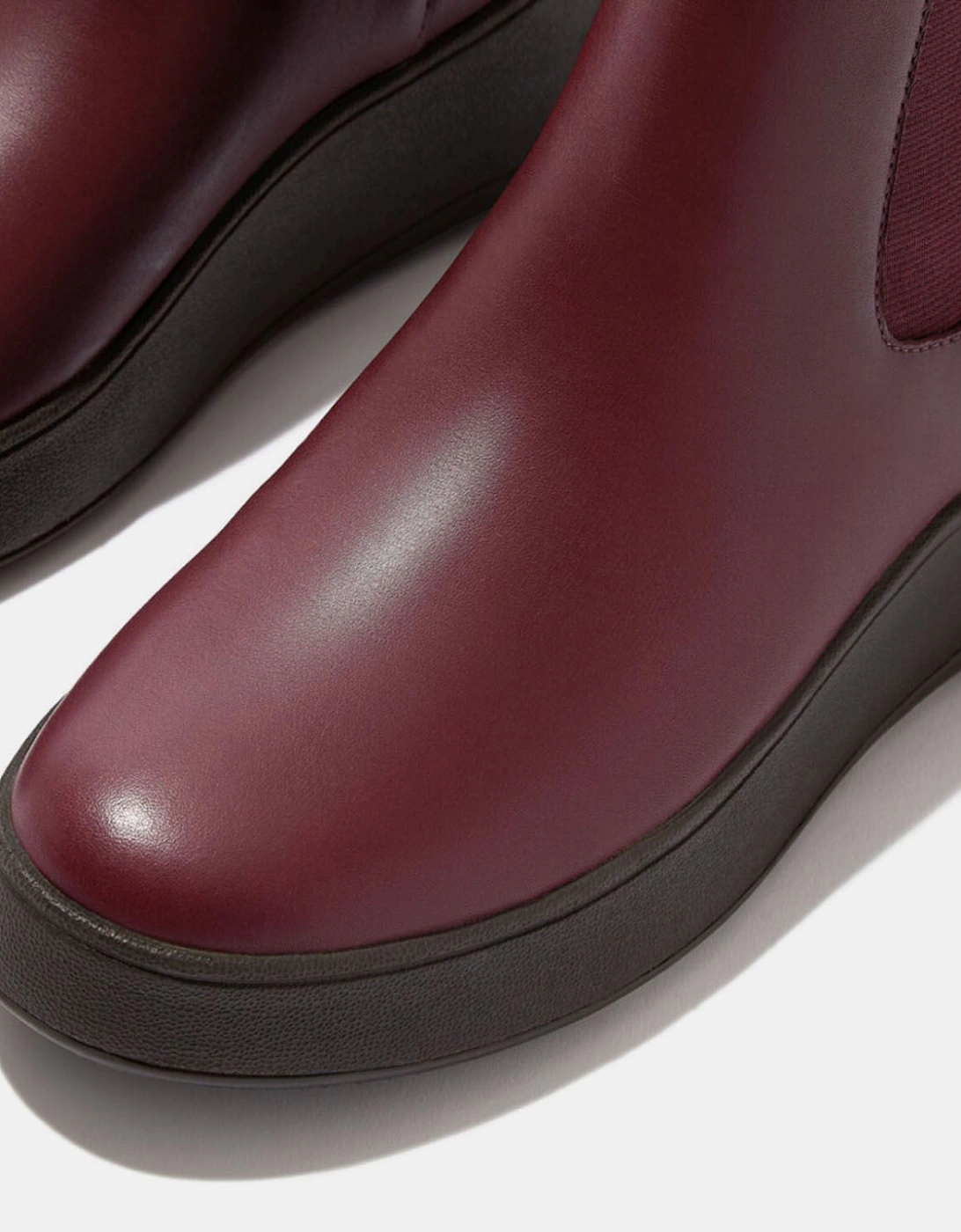 F-Mode Leather FlatForm Chelsea Boots