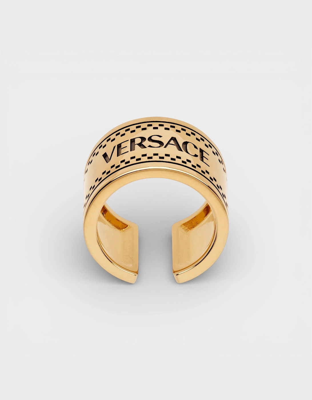 Versace Men's Logo Engraved Chunky Ring - Size: 21.0
