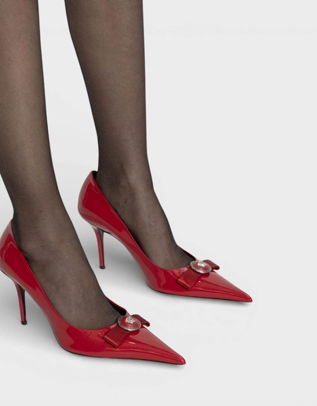 85mm Gianni Ribbon Pumps Lipstick Red