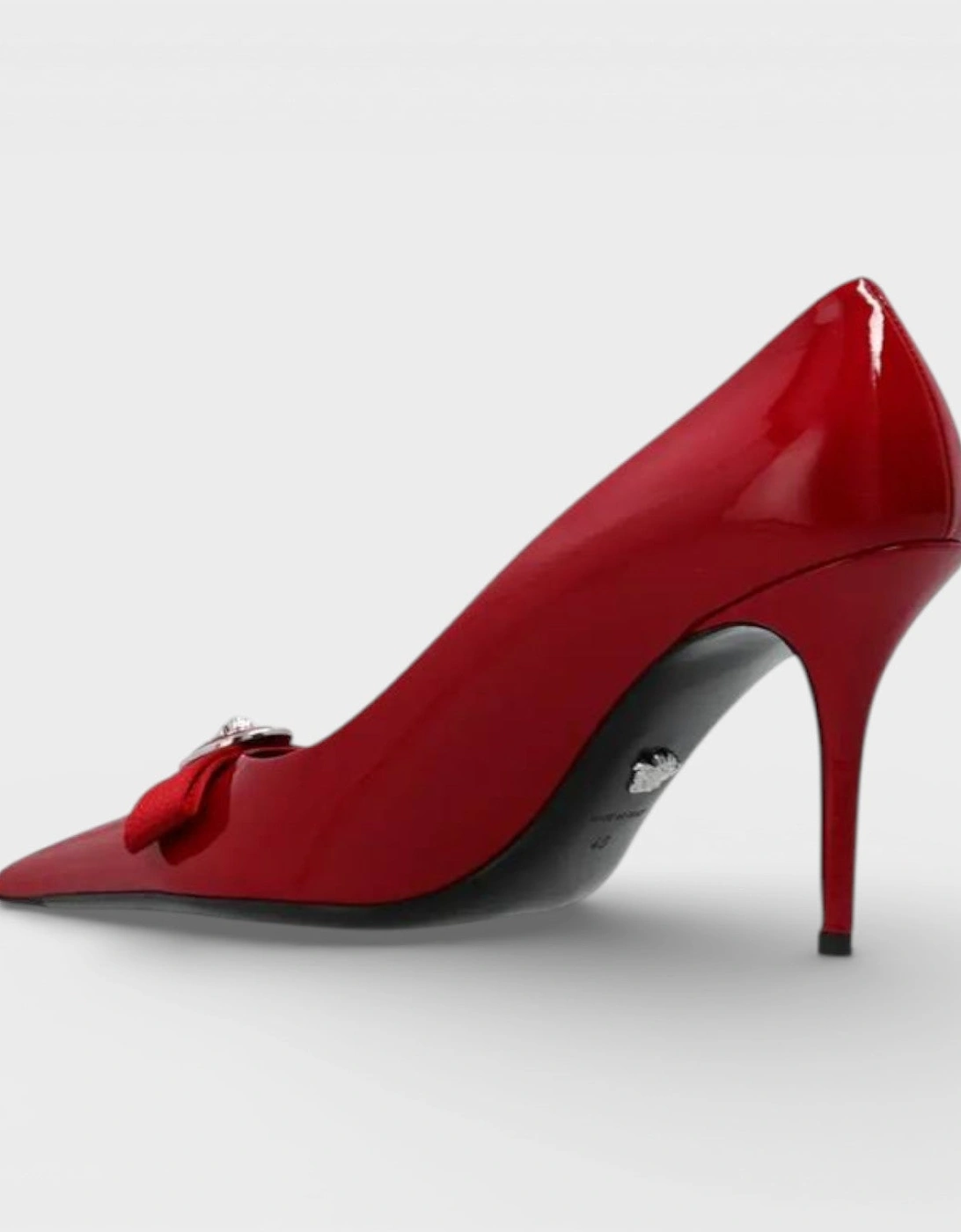 85mm Gianni Ribbon Pumps Lipstick Red