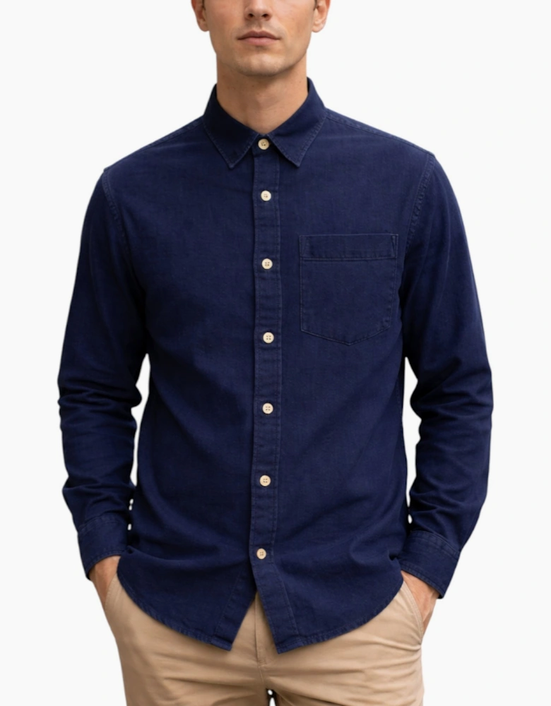 M&S Mens Denim Shirts Regular Fit Long Sleeve Pocket Formal Casual Cotton Top